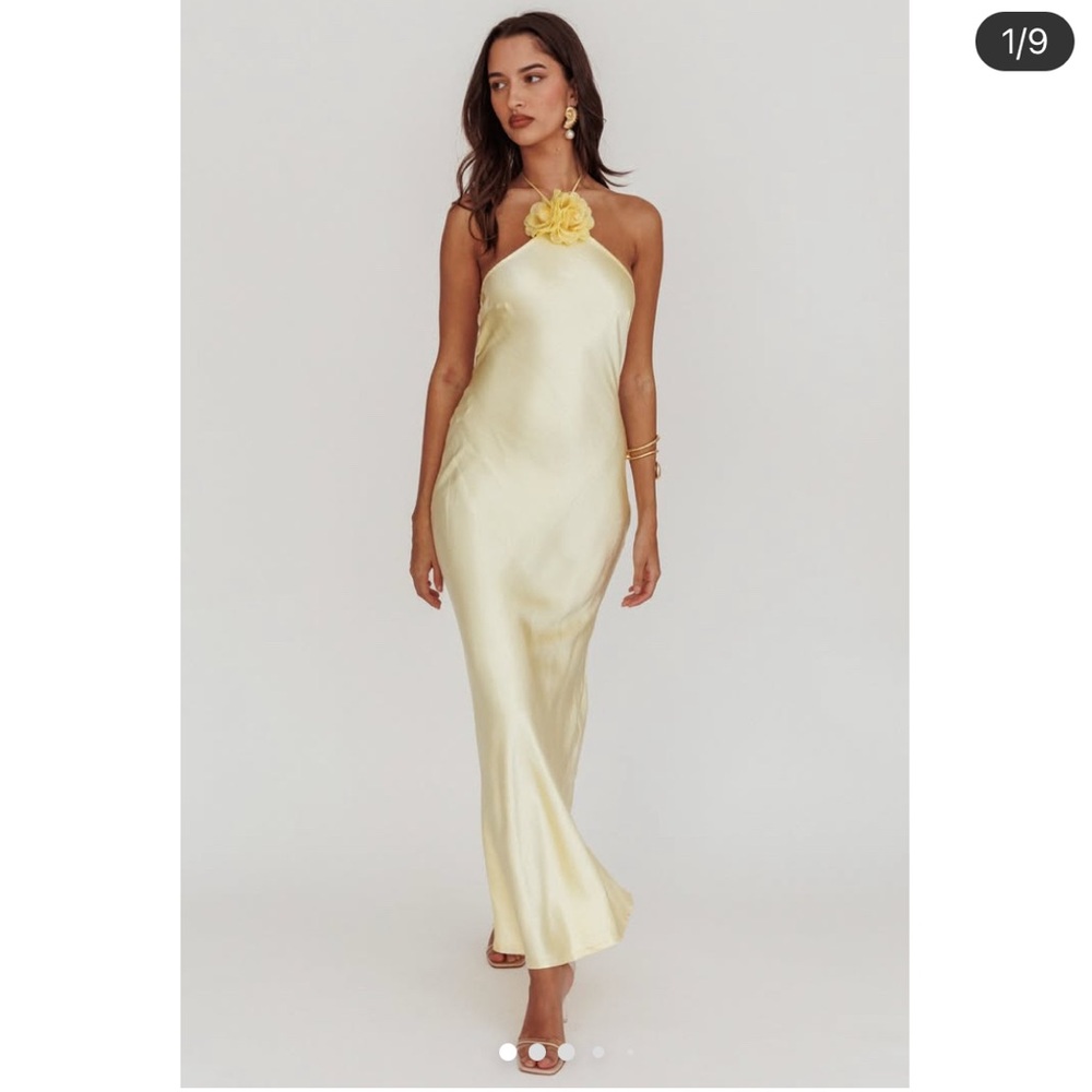 Elegant Yellow Halter Dress